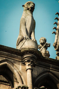 Low angle view of statue against clear sky