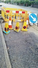 Multi colored umbrellas on street