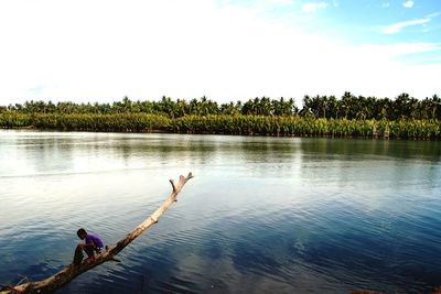 Scenic view of lake against sky