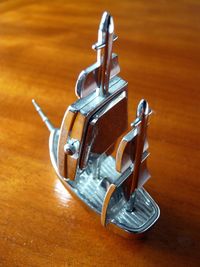 Close-up of machine on table