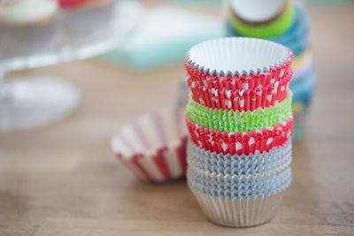 Close-up of cupcakes on table