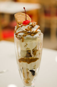 Close-up of ice cream in glass