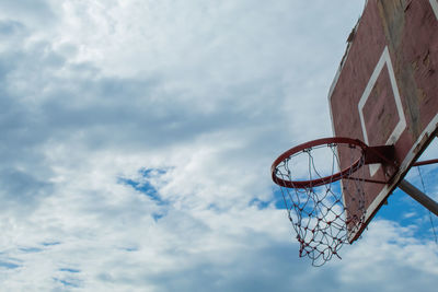 Low angle view of basketball hoop against sky