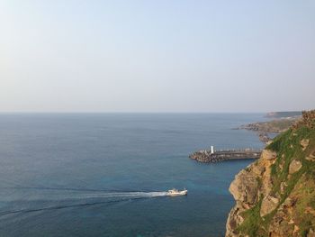 Scenic view of sea against clear sky