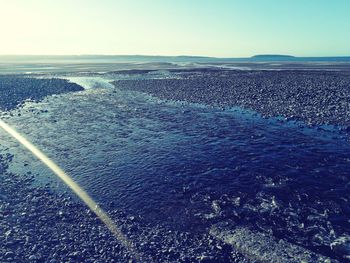 Scenic view of sea against clear sky