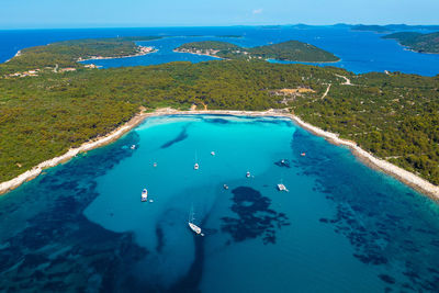 Aerial view of the sakarun beach on dugi otok, croatia