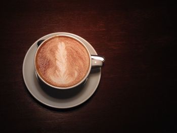 High angle view of coffee on table