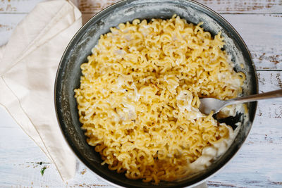 High angle view of breakfast in bowl