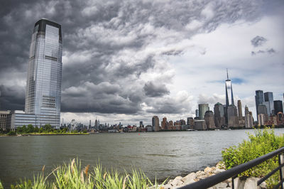 Shot of downtown jersey city and nyc