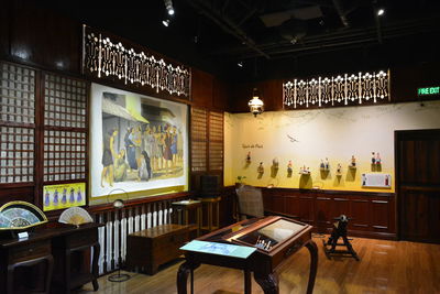 Interior of illuminated museum