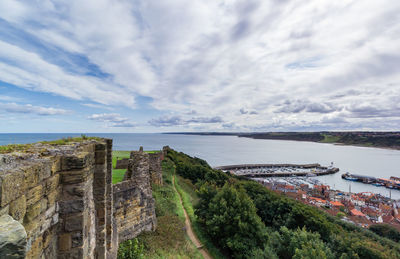 Landscape view of scarborough from the ruined castle on the mountain