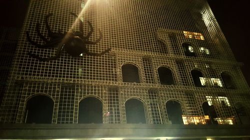 Low angle view of illuminated building
