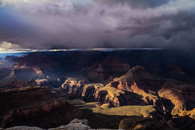 Scenic view of mountain against cloudy sky