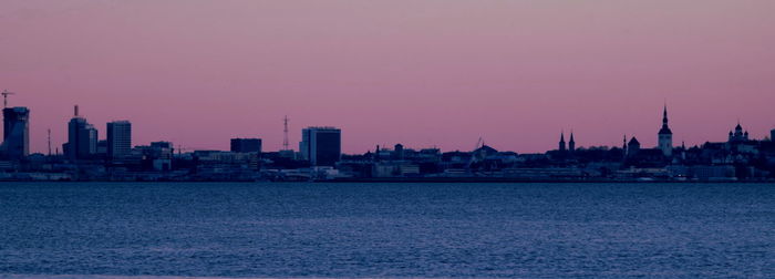 View of city at sunset