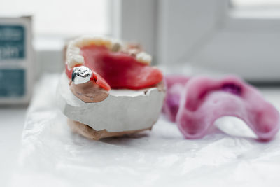 Close-up of ice cream on table