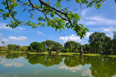 Scenic view of lake against sky