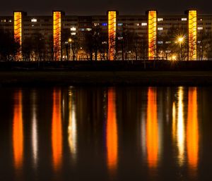 Illuminated city skyline at night