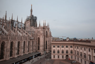 High angle view of milan cathedral against sky