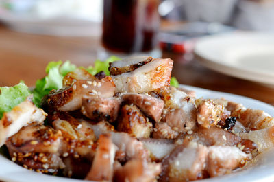 Close-up of meal served in plate