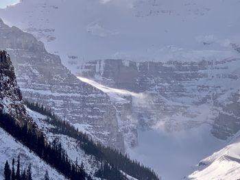 Aerial view of snowcapped mountains against sky