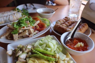 Close-up of salad in bowl on table