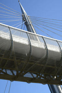 Low angle view of built structure against clear blue sky