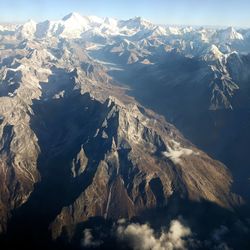 Aerial view of snowcapped mountains