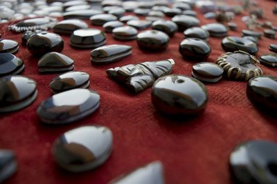 Close-up of stones on table