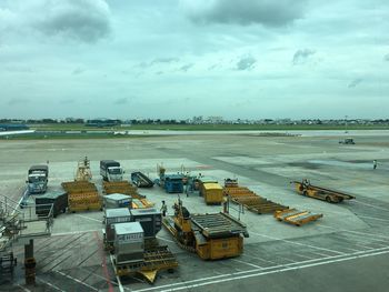 High angle view of airport against sky