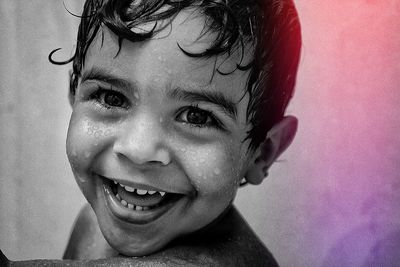 Close-up portrait of a smiling boy