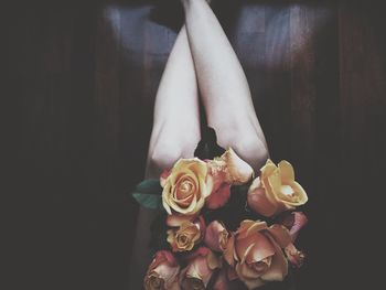 Close-up of woman holding bouquet