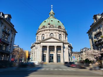 Low angle view of historic building against clear sky