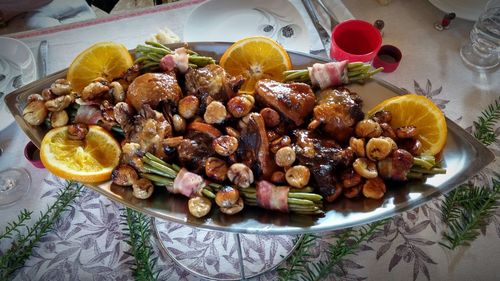 Variety of food in plate