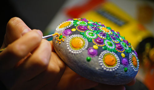 Hand painted dot mandala rock