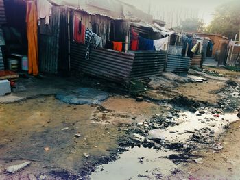 Clothes drying on building