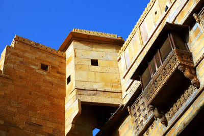 Low angle view of balcony in jaisalmer fort