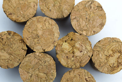 High angle view of cupcakes on table