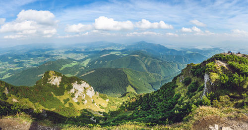 High angle view of mountains against sky