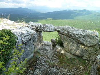 Scenic view of land against sky