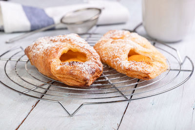 High angle view of bread on table