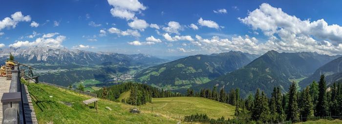 Panoramic view of landscape against cloudy sky