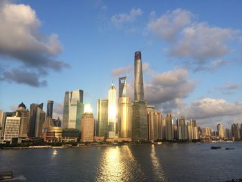 City skyline at dusk