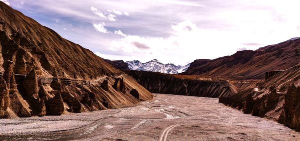 Panoramic view of rocky mountains against sky