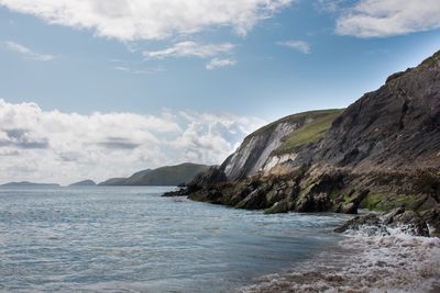 Scenic view of sea against cloudy sky