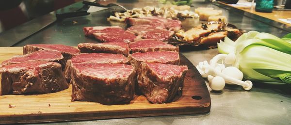 Close-up of food on table