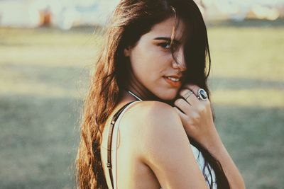 Close-up portrait of young woman