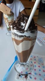 Close-up of ice cream on table