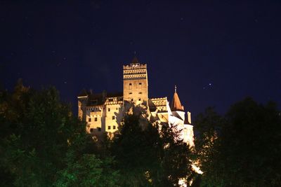 Low angle view of buildings at night