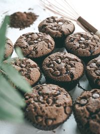 High angle view of cookies