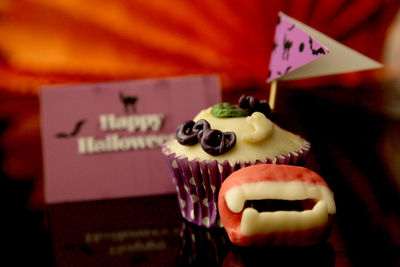 Close-up of pastry on table